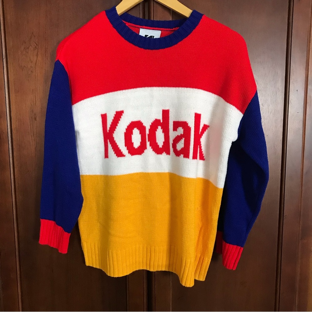 Kodak Sweater Adult Small Colorblock Y2K Knit Sweater